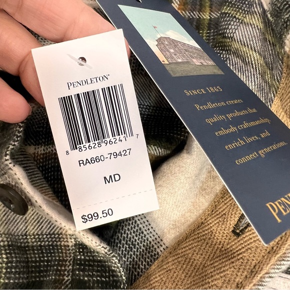 Pendleton greenPlaid Burnside double Brushed Flannel Shirt Sz Medium - Picture 5 of 11